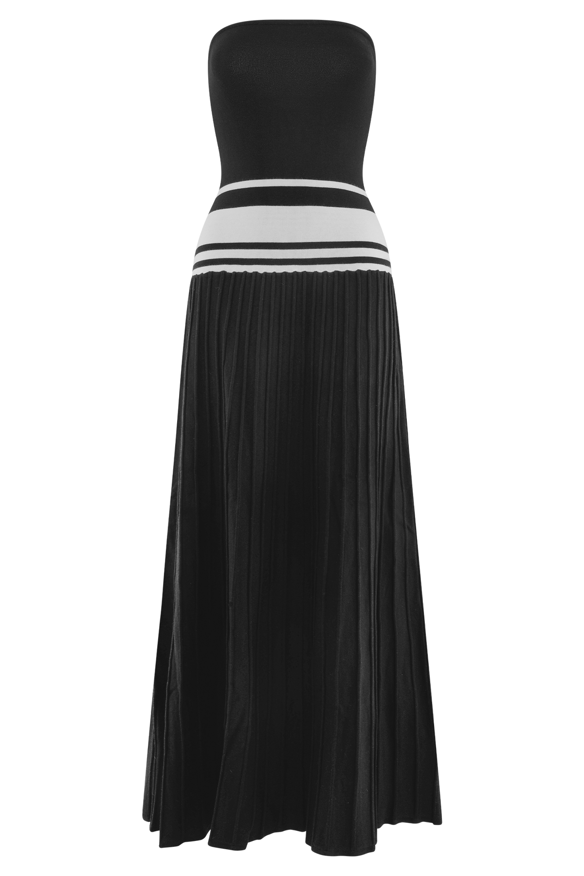 Solaris Strapless Contrast Knit Maxi Dress - Black/White #8