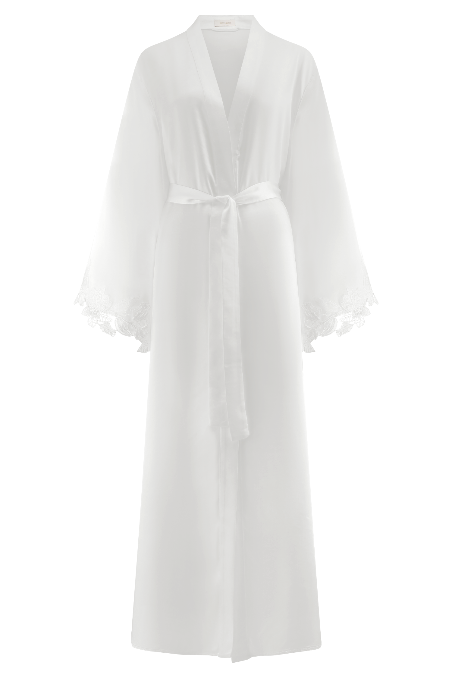 Sullivan Satin Bridal Robe With Lace - Ivory #10