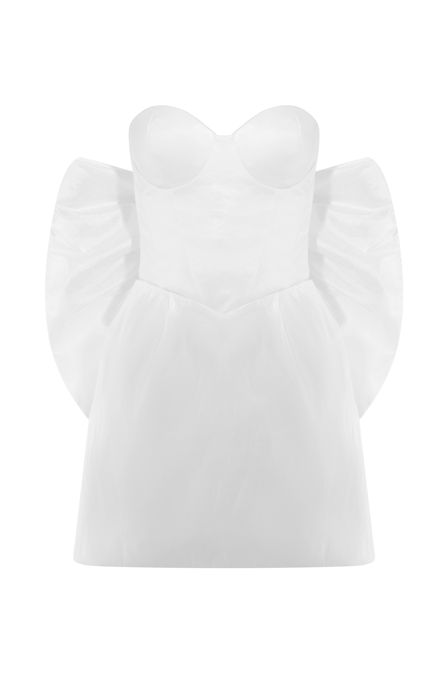 Suzette Taffeta Bow Mini Dress - White #15