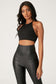 Zima Leatherette Corsetted High Waisted Pants - Black - MESHKI