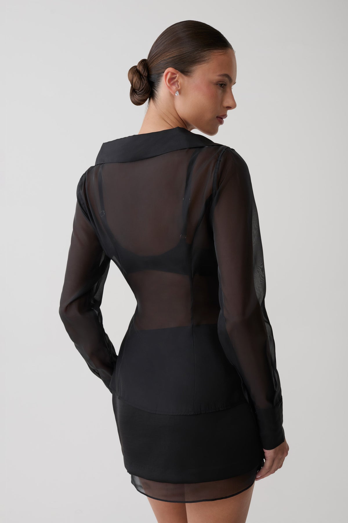 Frankie Organza Cross Over Shirt - Black #2
