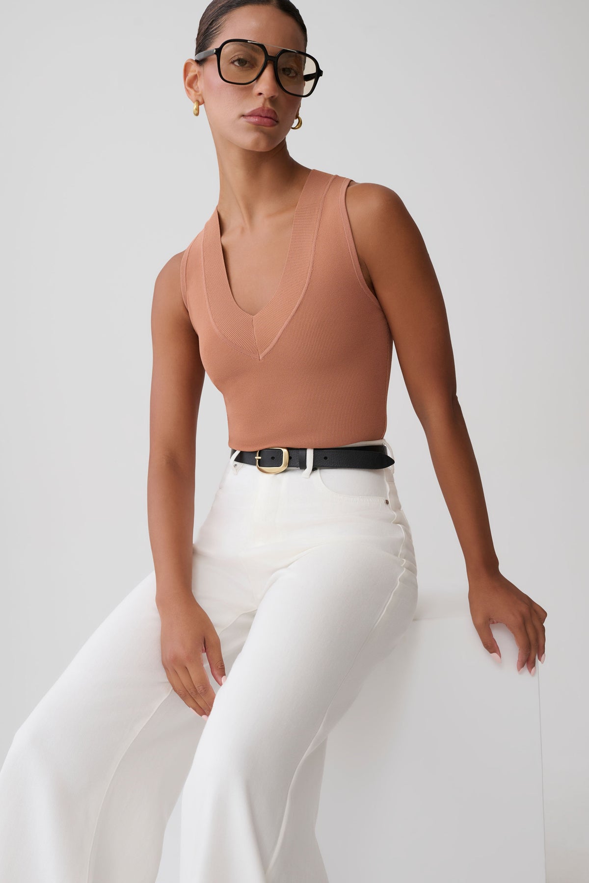 Claudina V-Neck Knit Tank - Doe #6