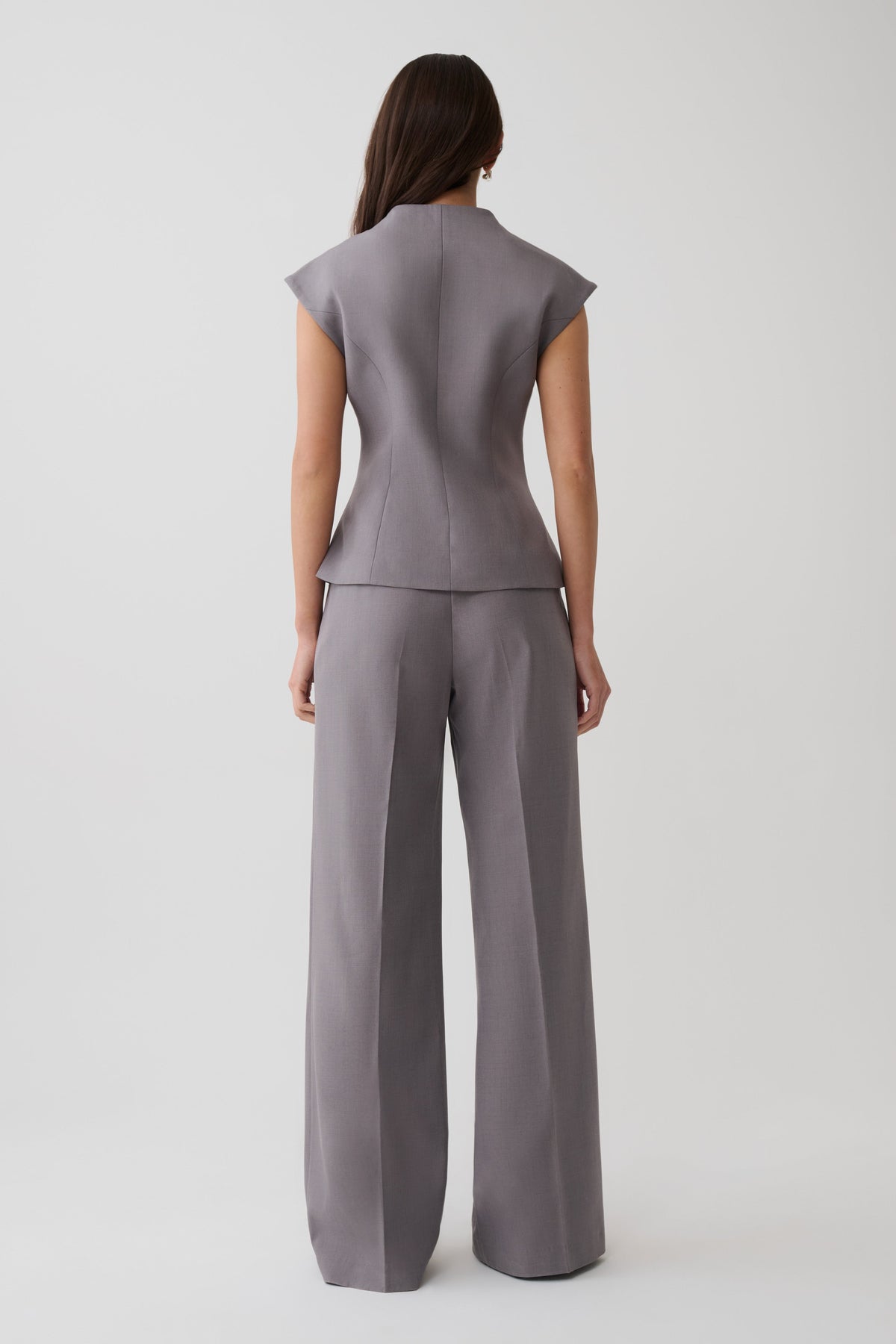 Phoebe Double Breasted Vest - Light Grey Marle
