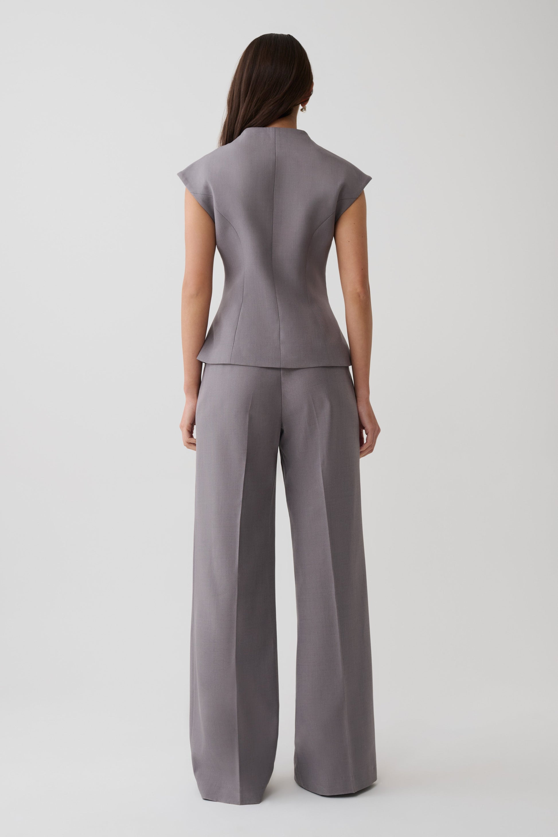 Phoebe Double Breasted Vest - Light Grey Marle #4