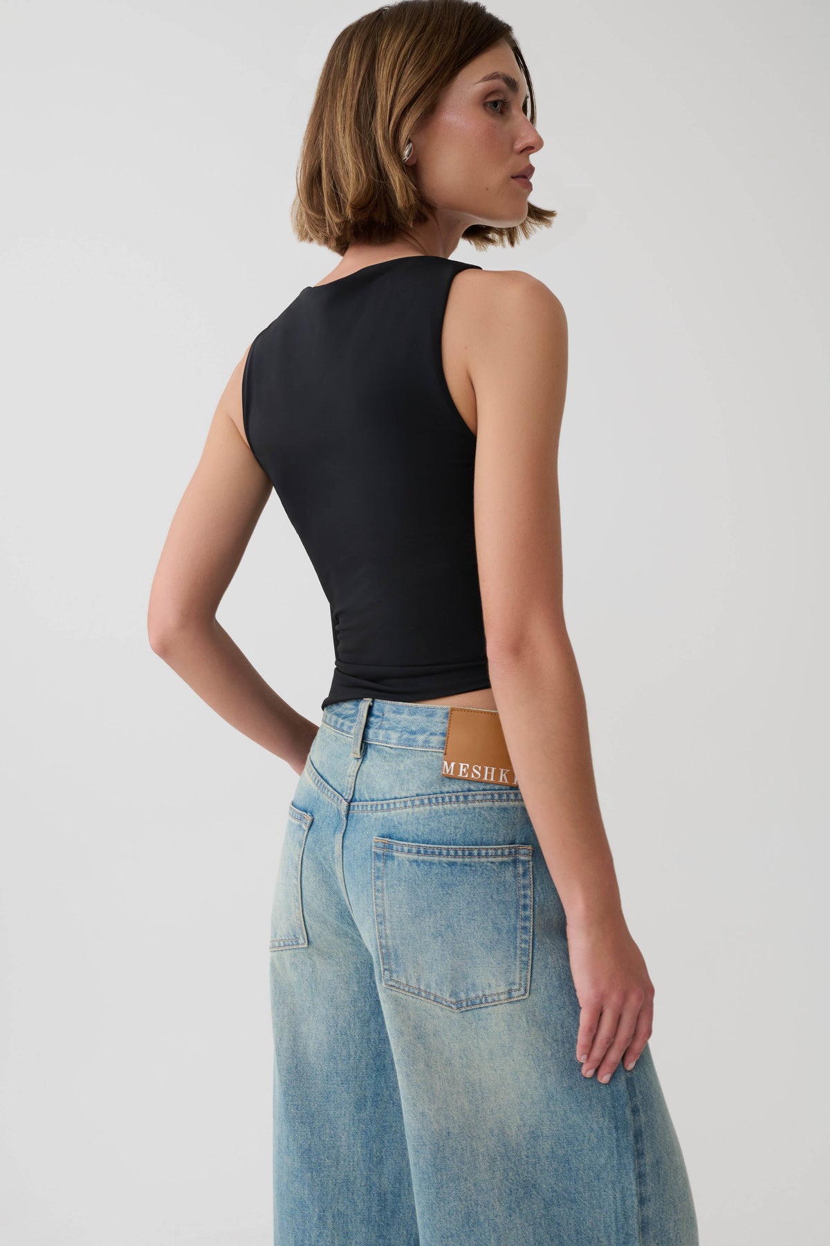 Amabel Gather Knot Sleeveless Top - Black #2