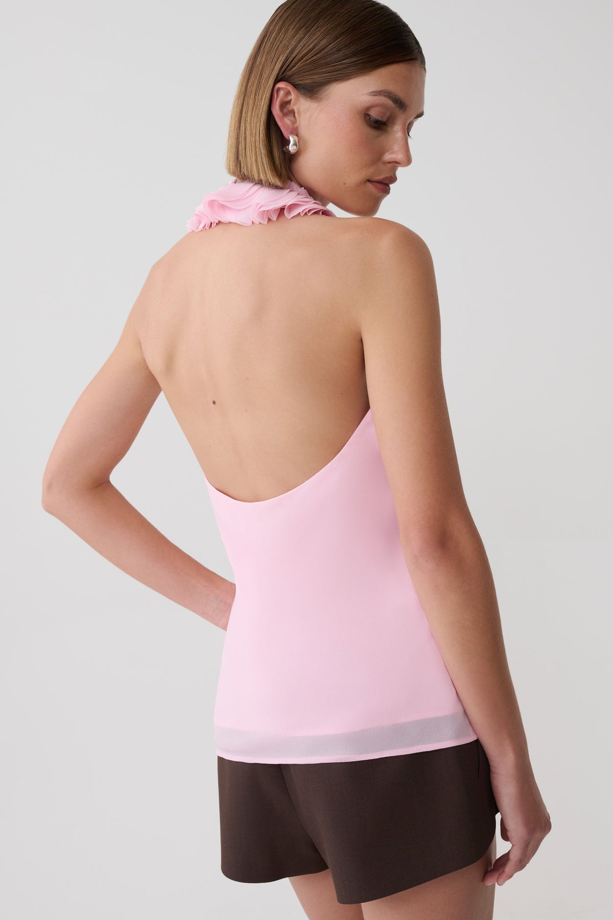 Floriane Chiffon Halter Top - Pink