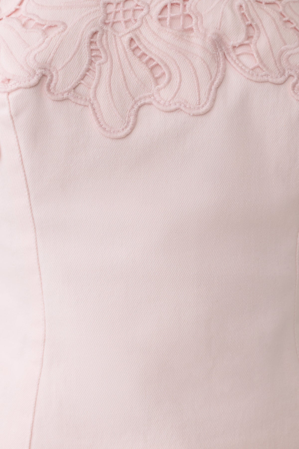Tillie Flower Embroidery Strapless Denim Top - Baby Pink #5
