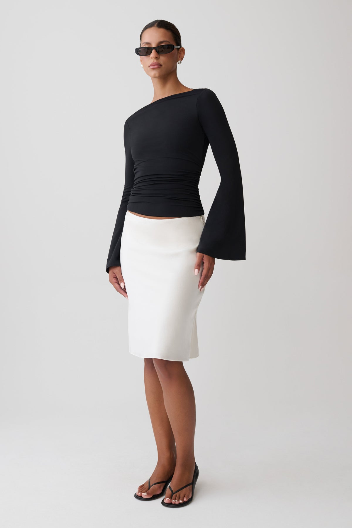 Sofiane Silk Blend Midi Skirt - Ivory