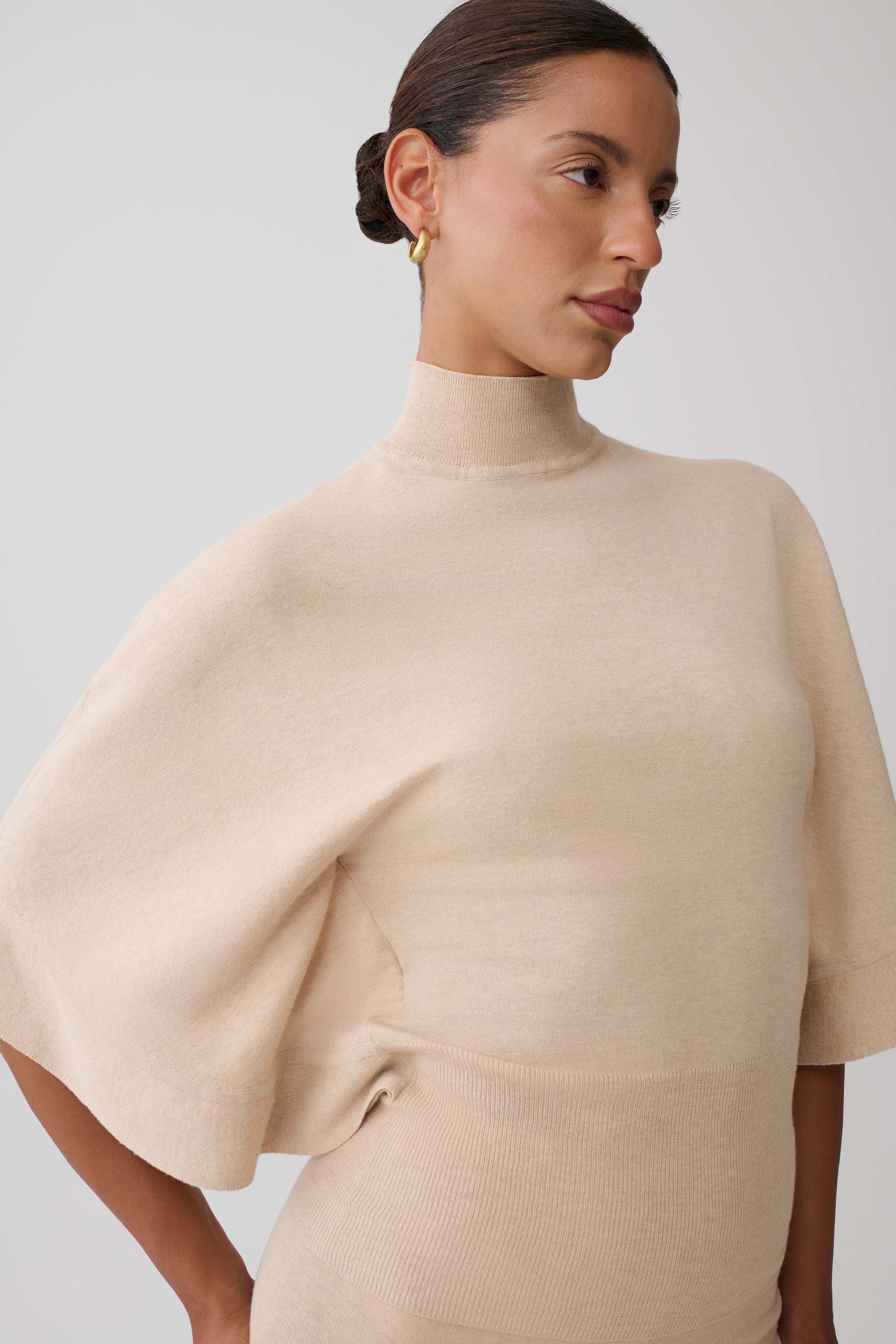 Helania High Neck Knit Top - Oat Marle #7