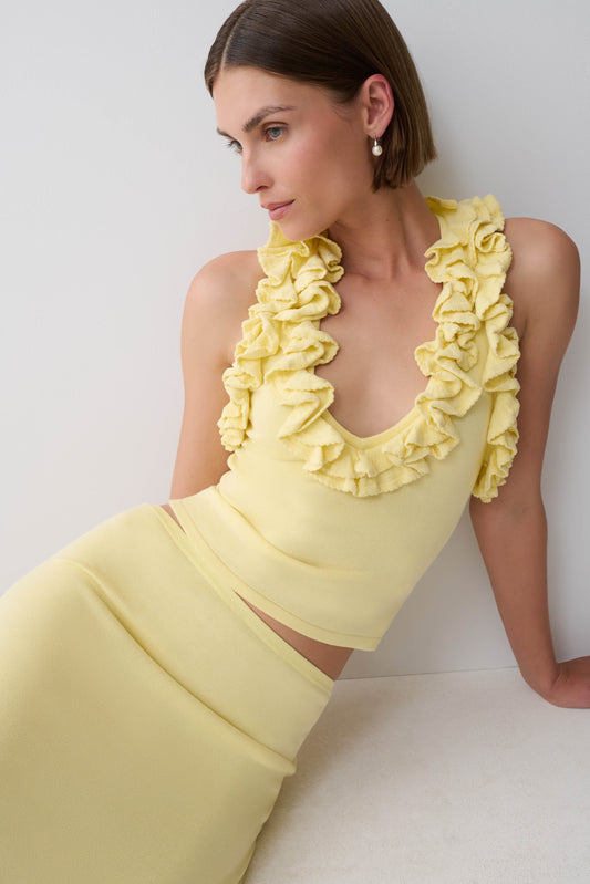 Tayler Ruffle Knit Top - Butter