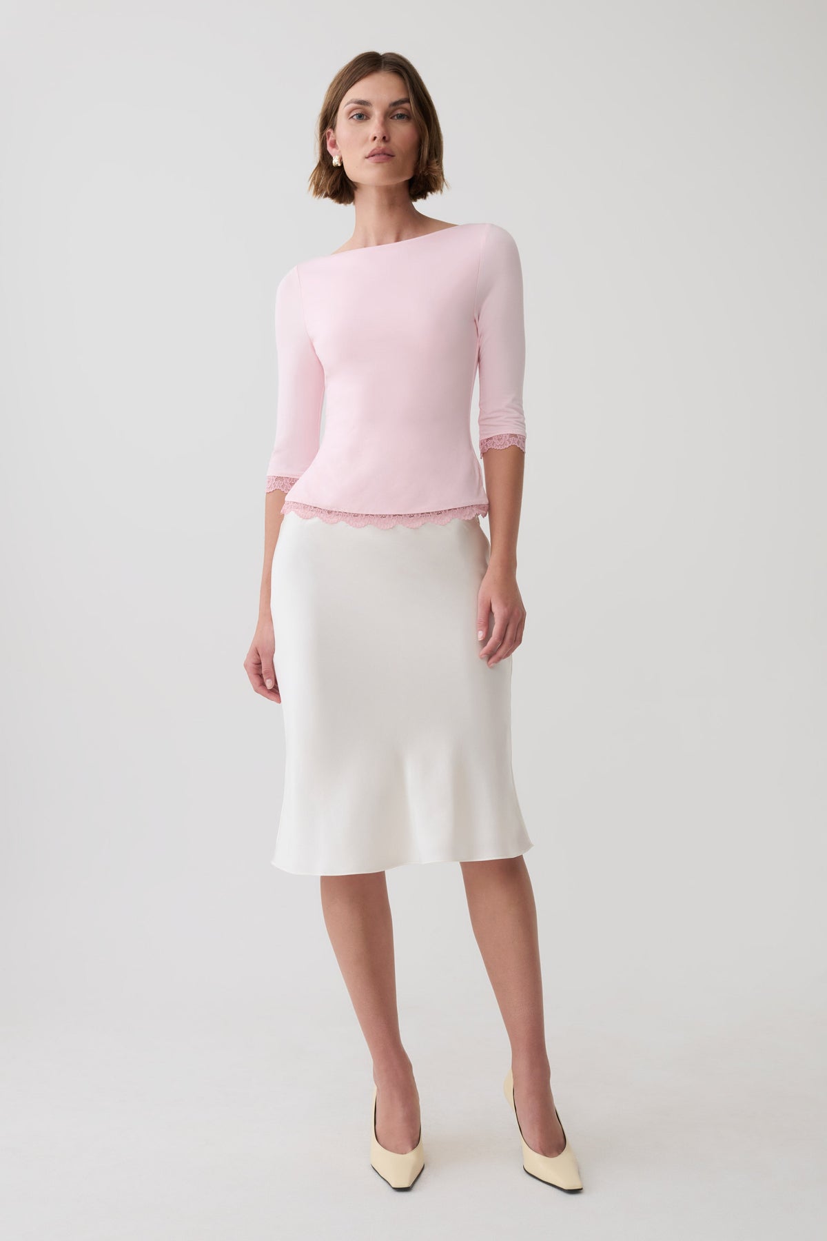 Althea Lace Trimmed Top - Pale Pink #3