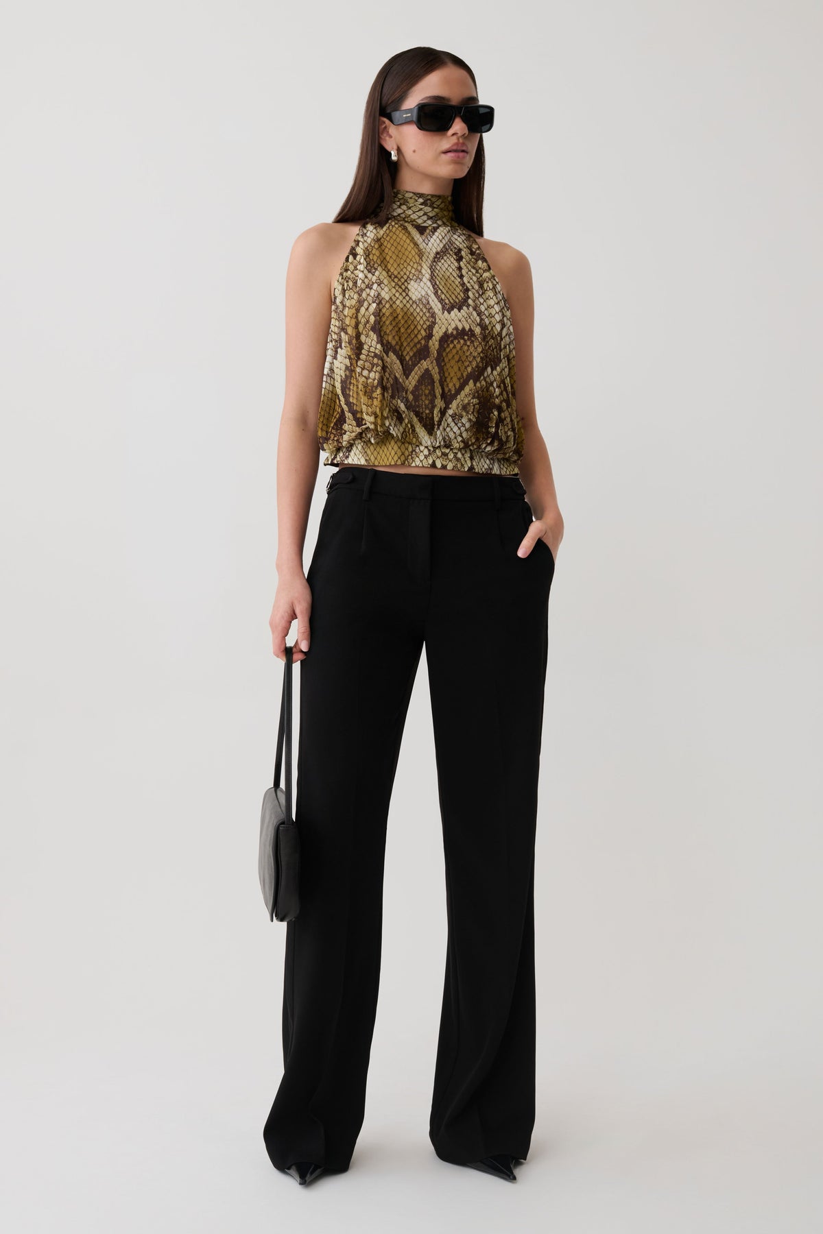 Eliana Tie Back Chiffon Sleeveless Top - Snake Print #5