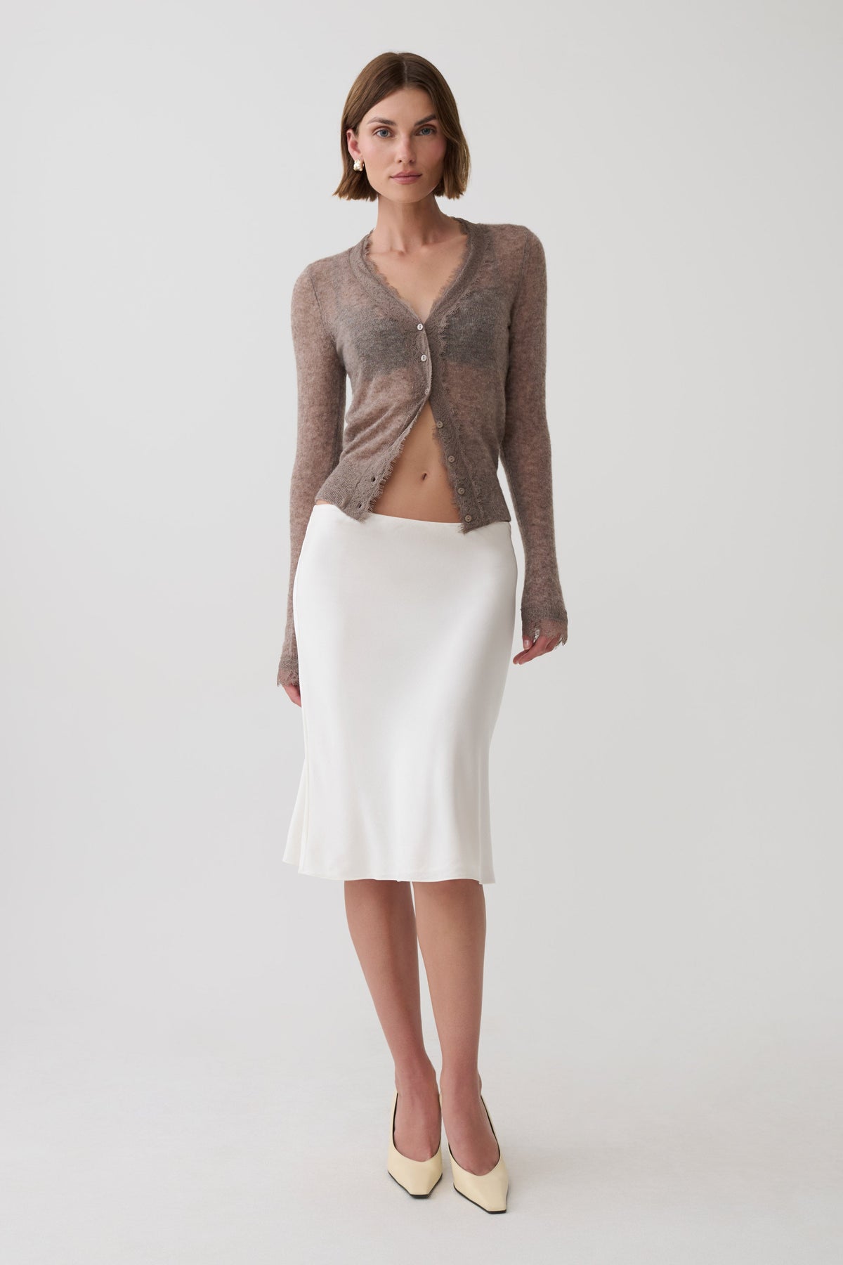 Amrita Lace Knit Cardigan - Oatmeal