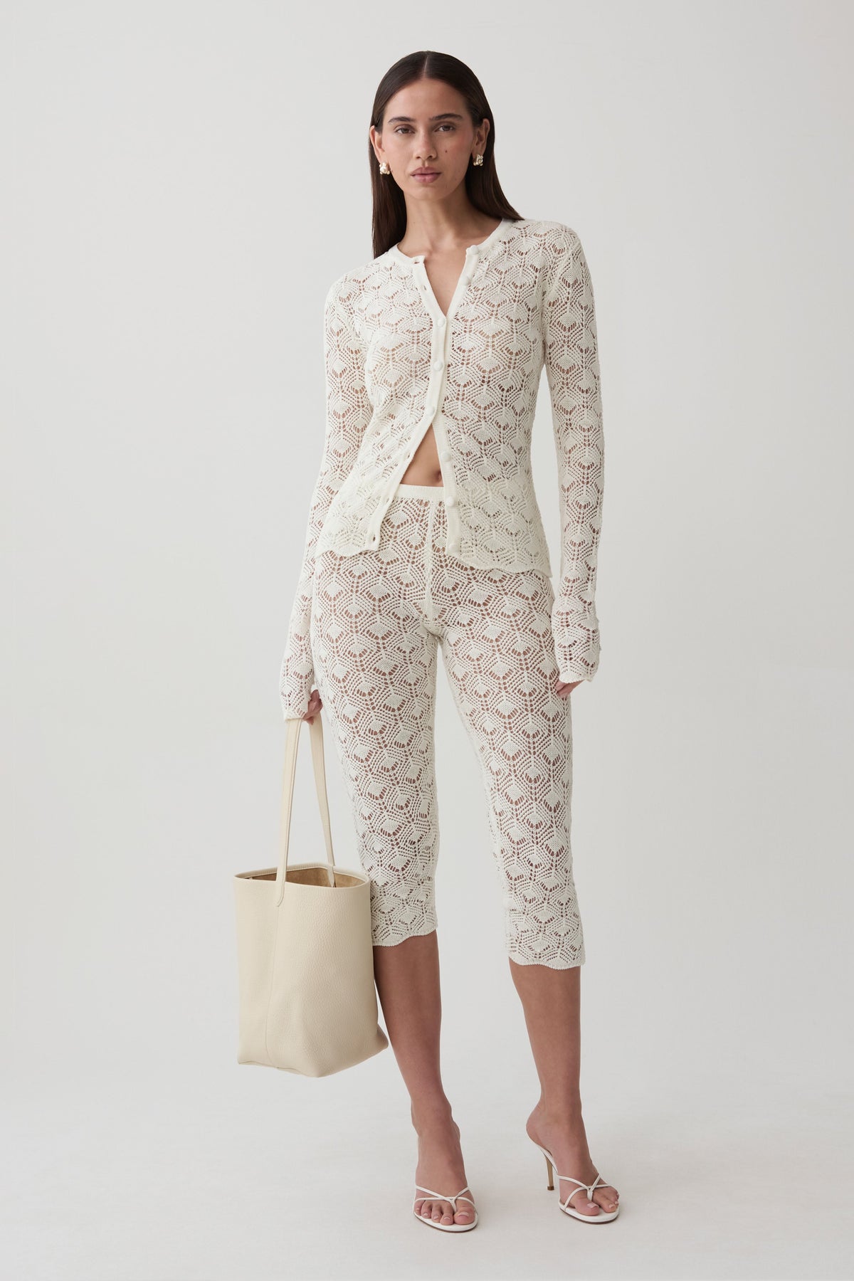Nikiki Crochet Knit Cardigan - Ivory #4