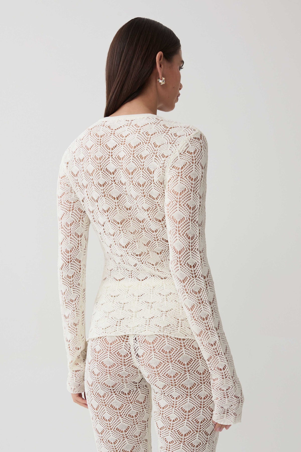 Nikiki Crochet Knit Cardigan - Ivory #2