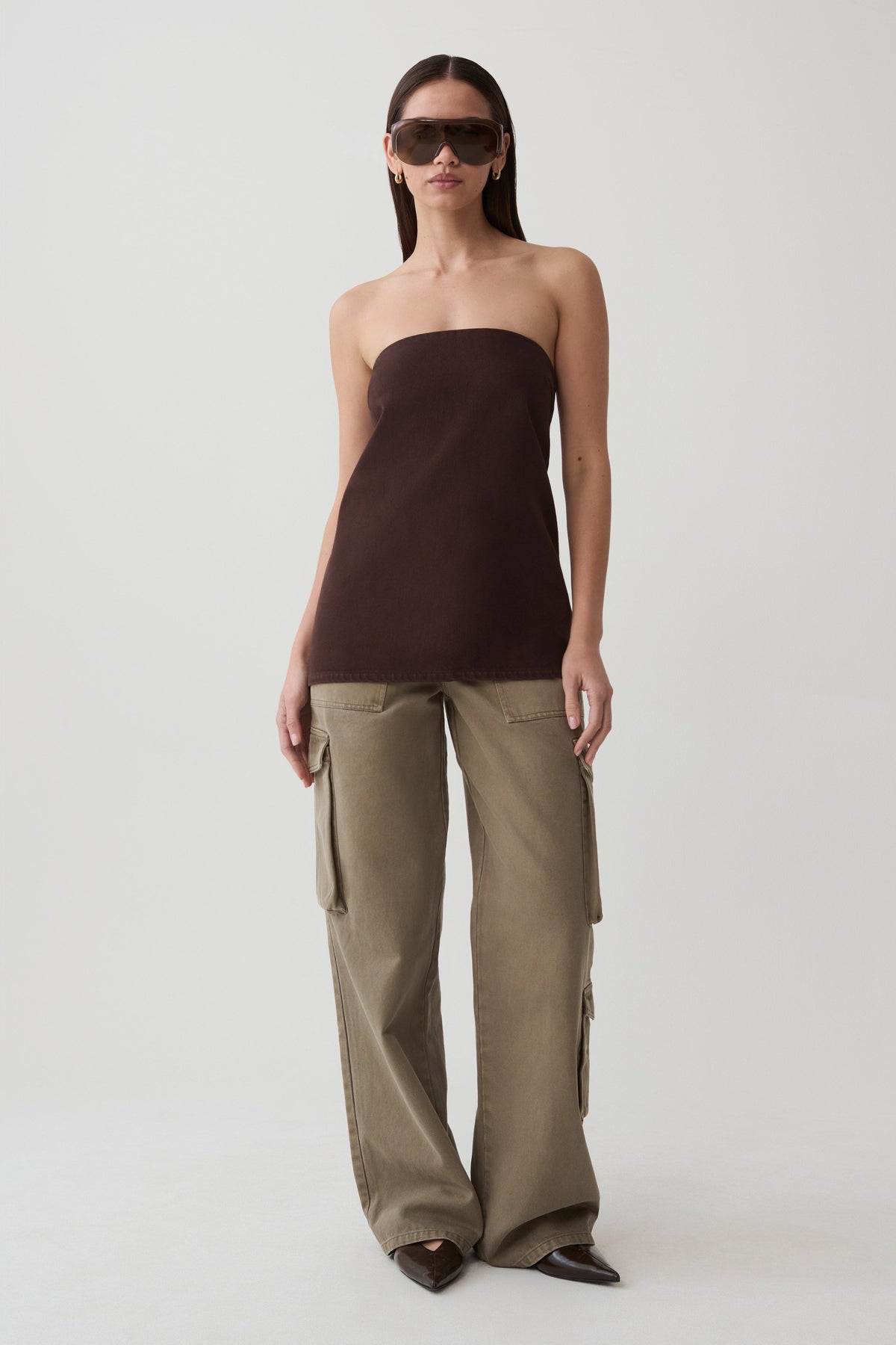 Anamarie Denim Strapless Top - Chocolate
