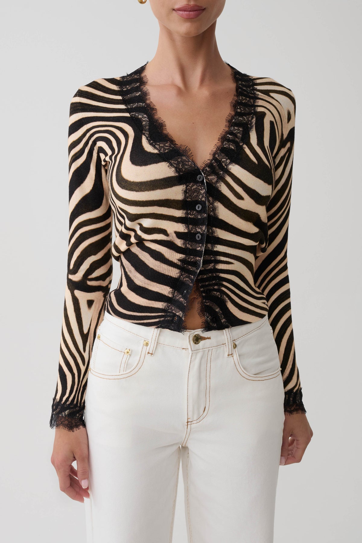 Amrita Lace Knit Cardigan - Zebra Print #3