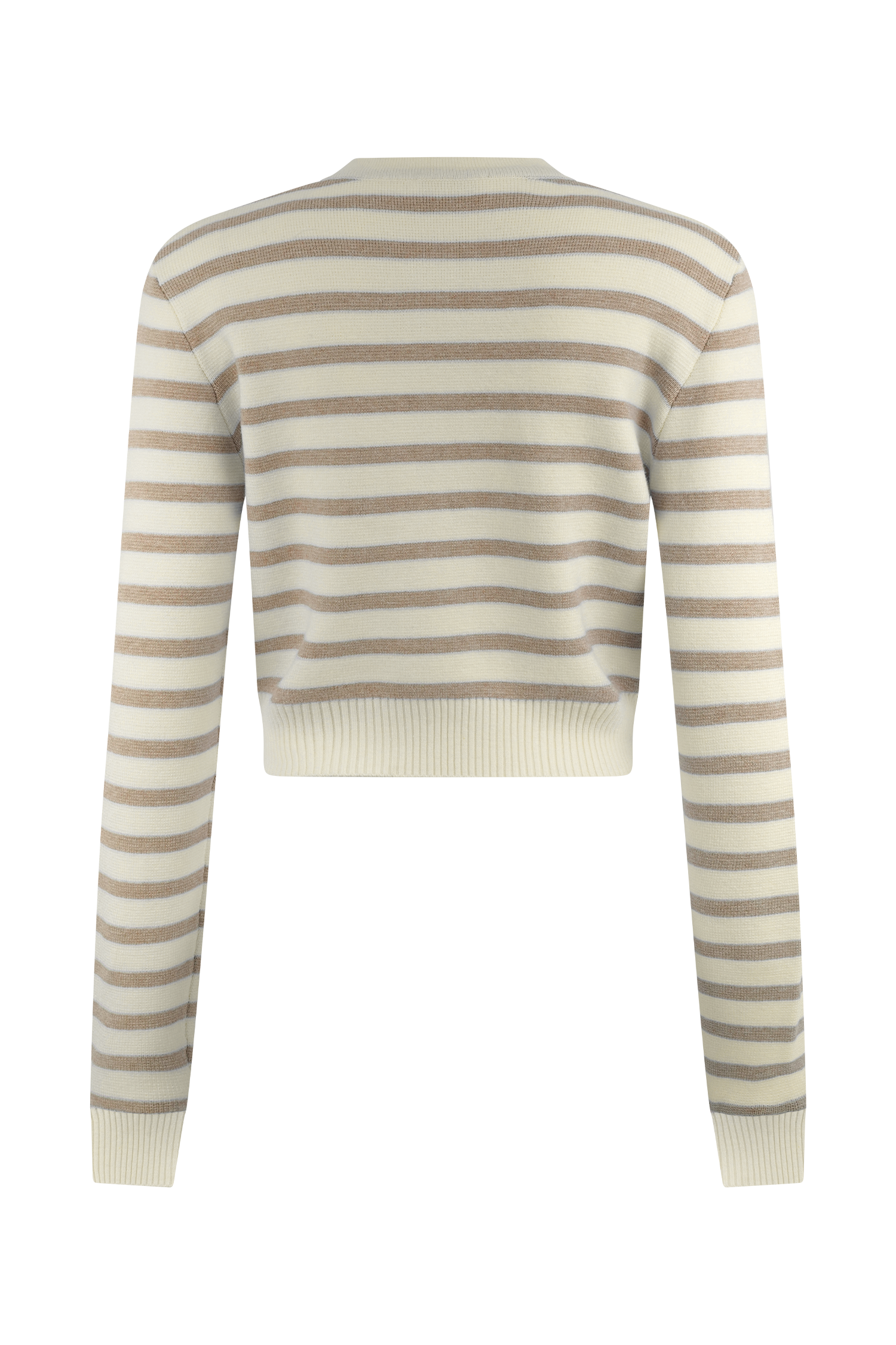 Tanner Striped Knit Cardigan - Nude/White #8