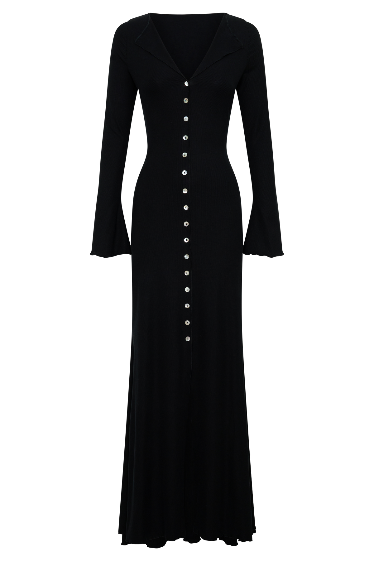 Tanya Buttoned Long Sleeve Maxi Dress - Black #7