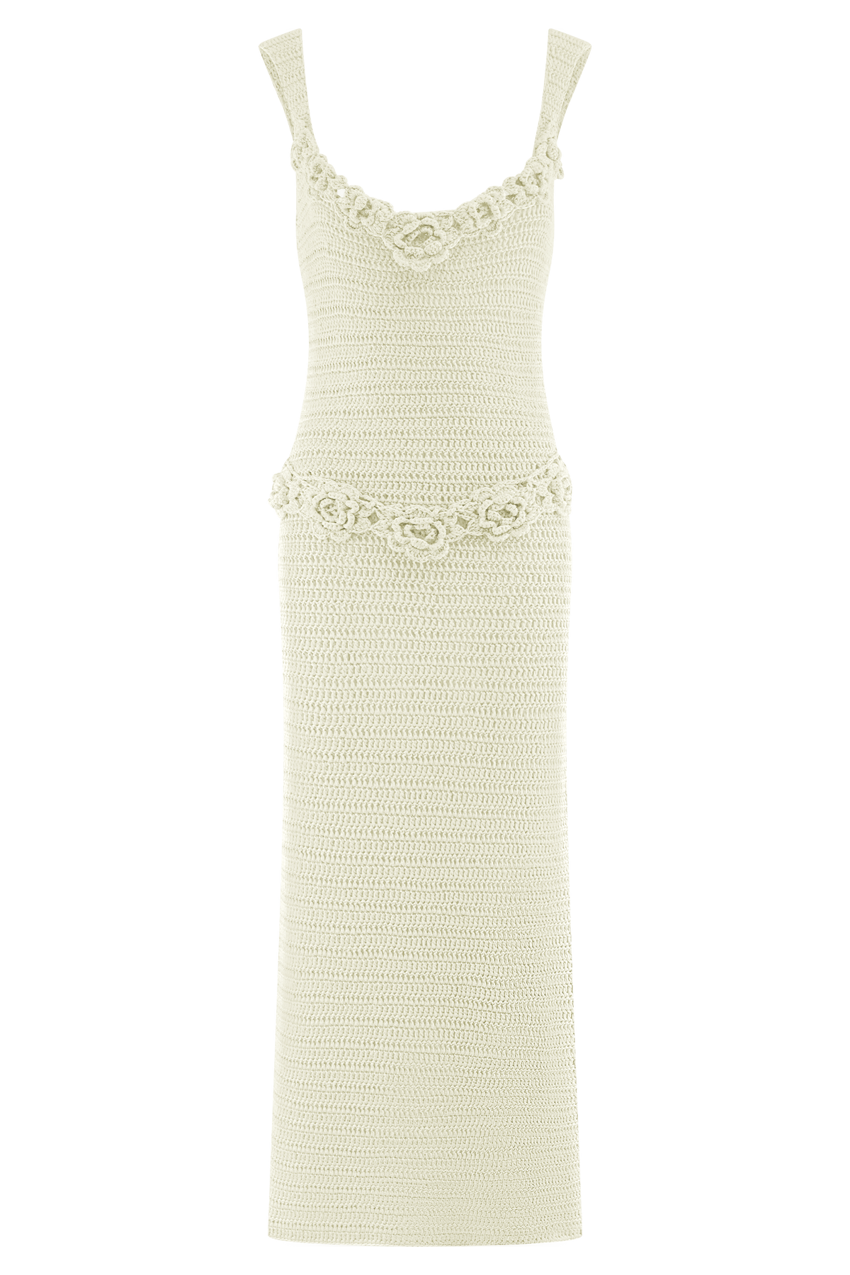 Teagan Floral Hand Crochet Midi Dress - Ivory #11