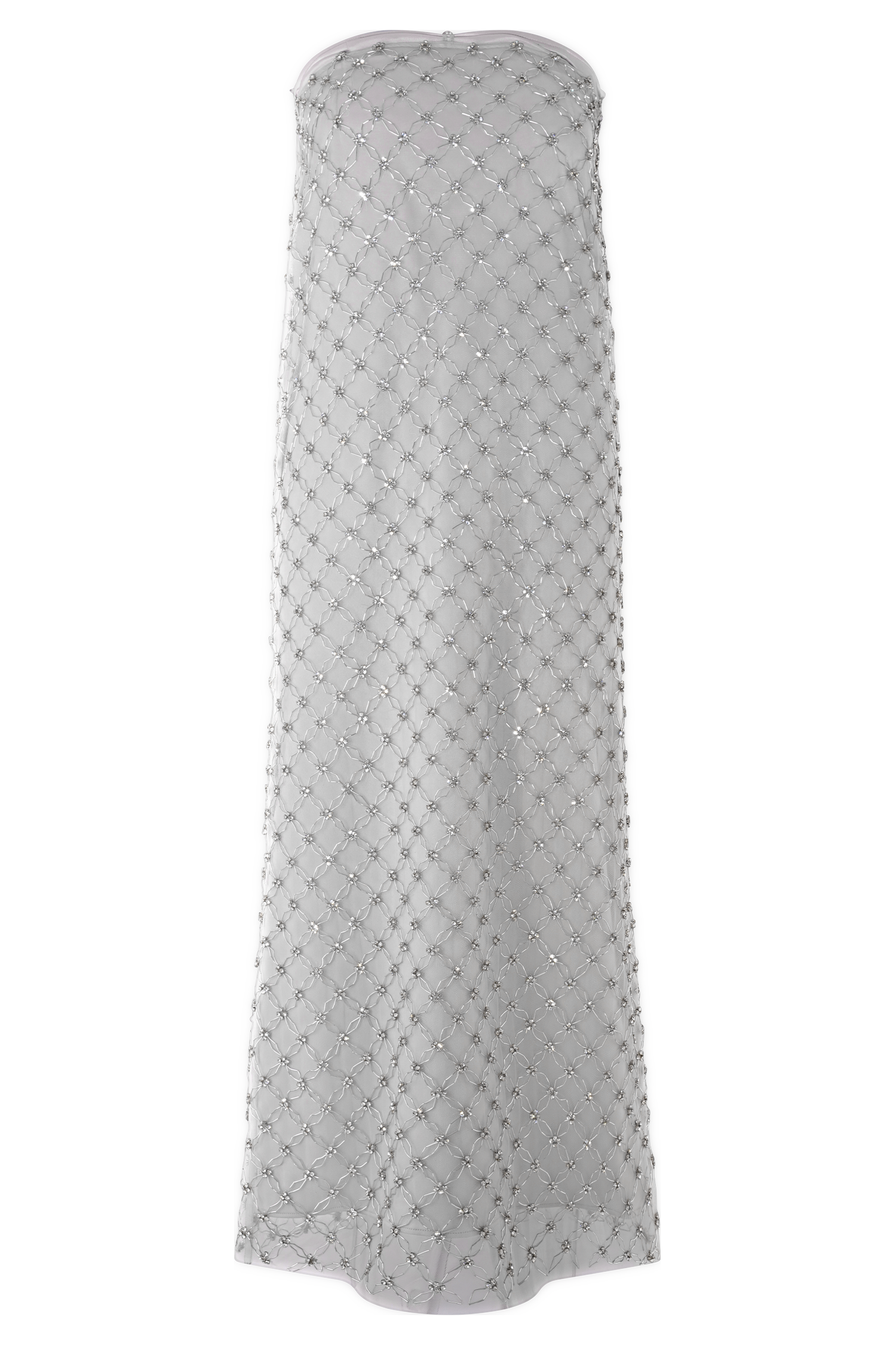 Zuri Hand Beaded Embellished Maxi Skirt - Silver #8