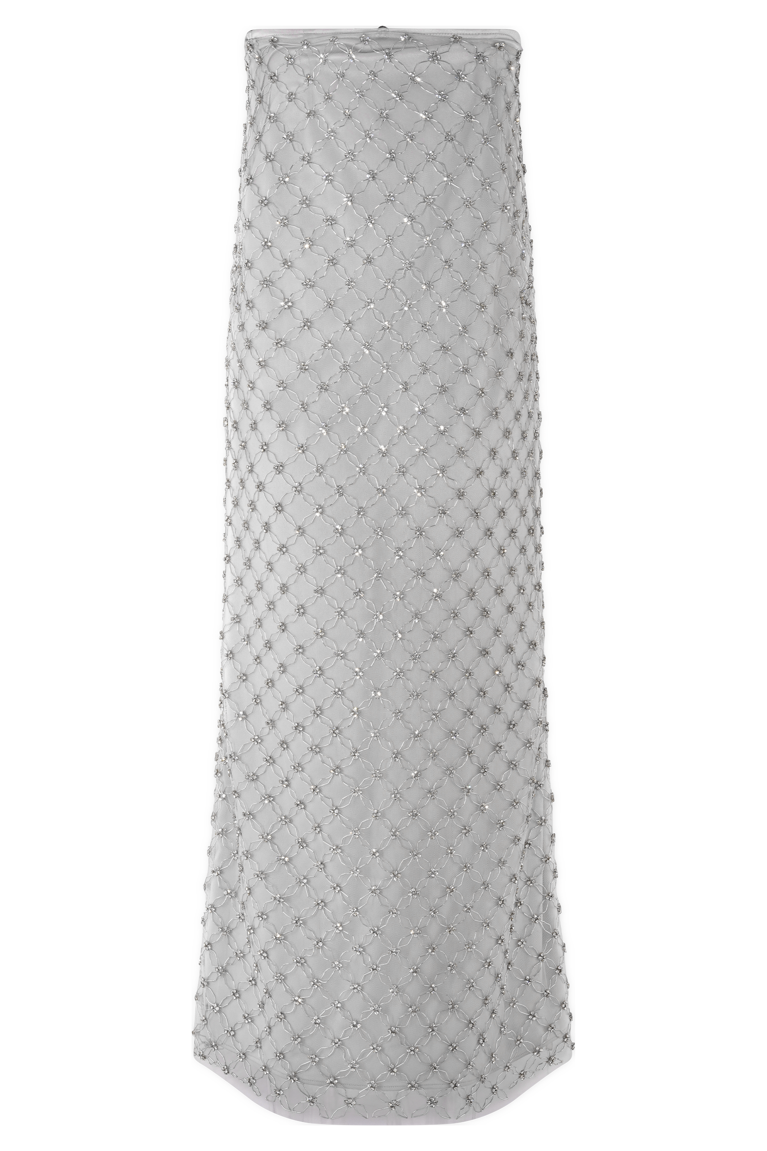 Zuri Hand Beaded Embellished Maxi Skirt - Silver #9