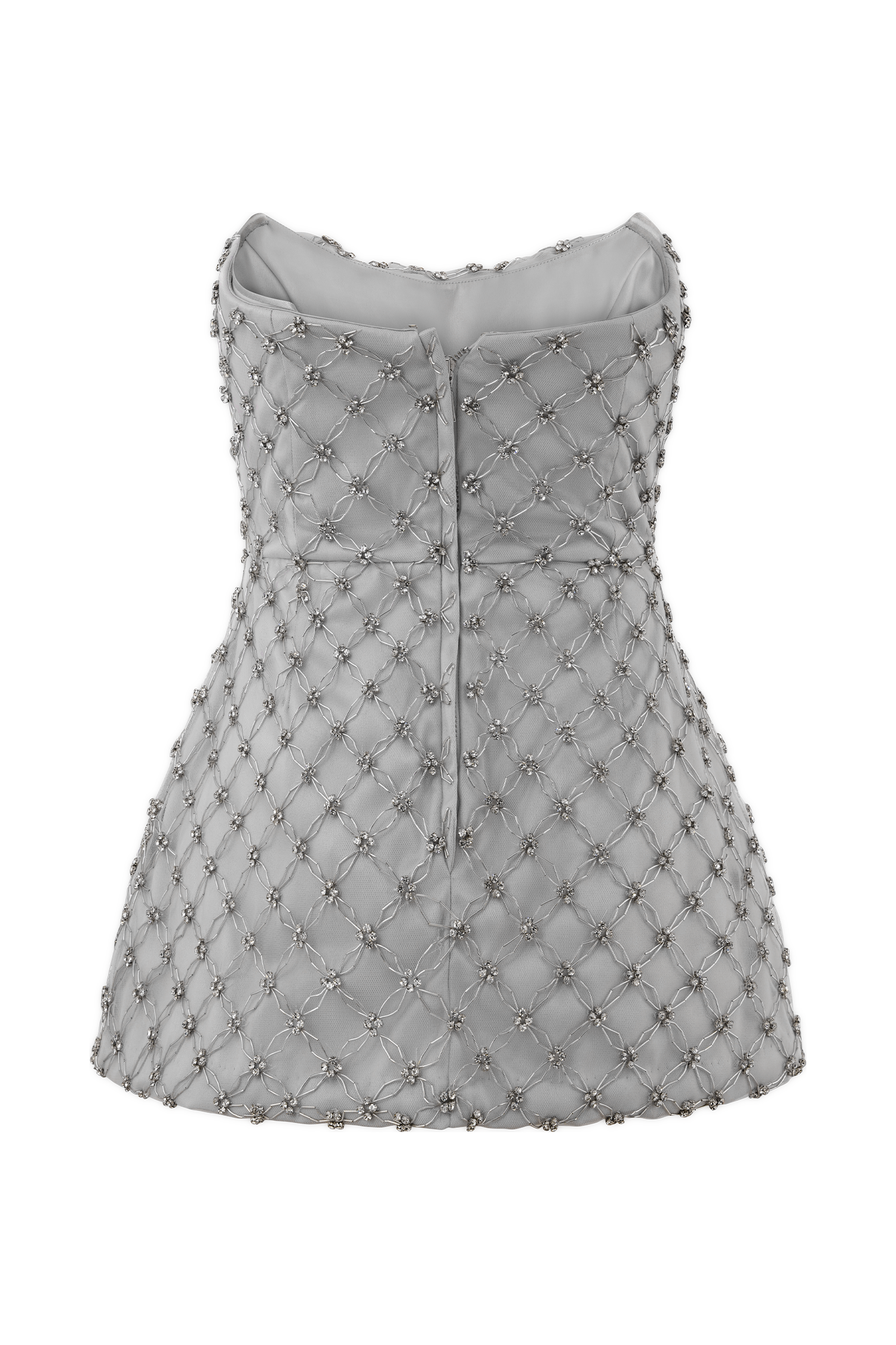 Zuri Hand Beaded Embellished Peplum Corset - Silver #7