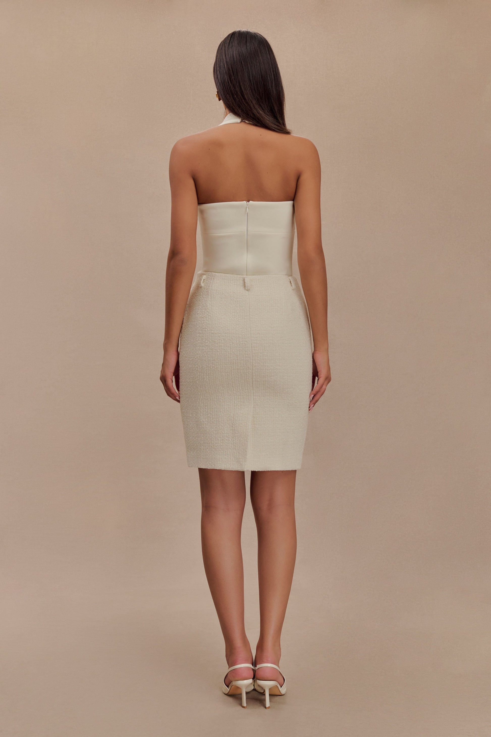 Addison Boucle Knee Length Skirt - Ivory #3