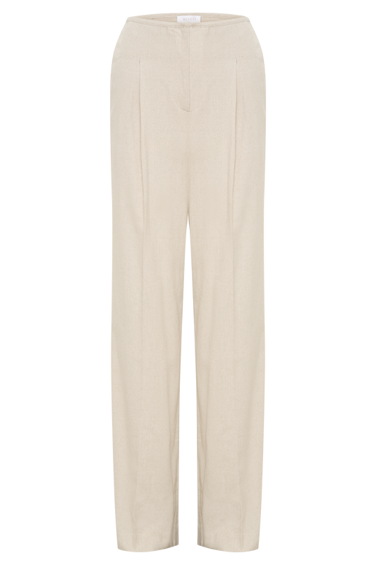 Adrina Straight Leg Linen Pant - Natural