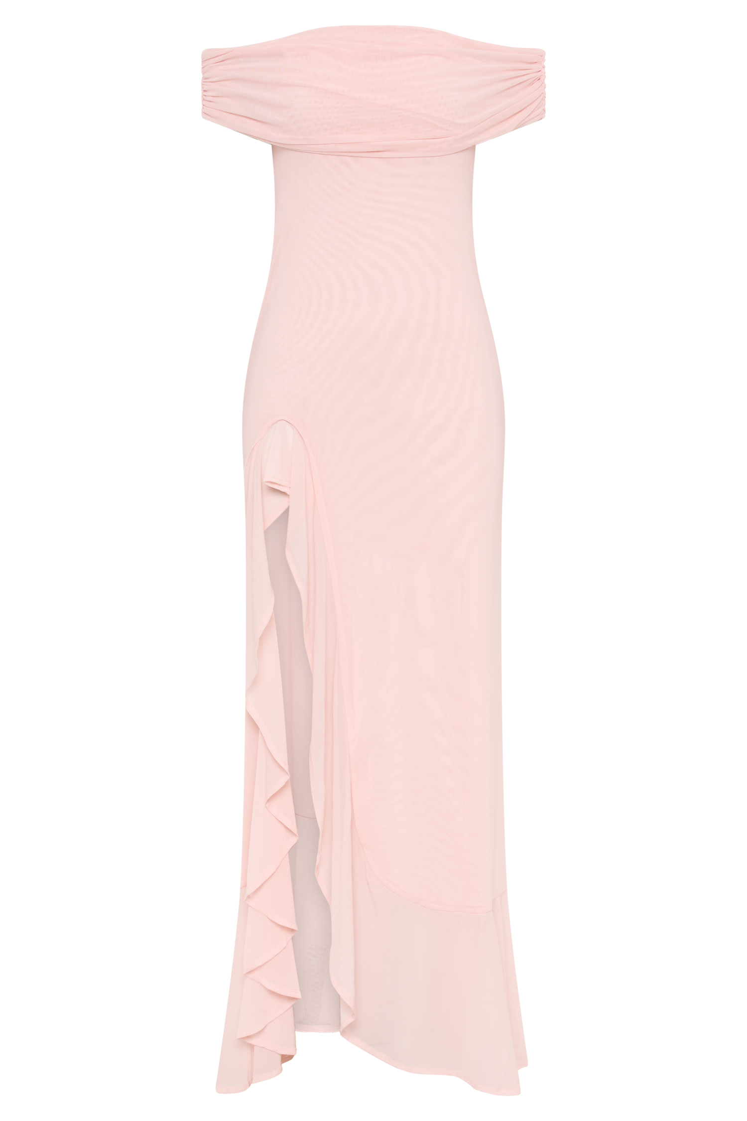 Audrey Off Shoulder Mesh Maxi Dress - Pale Pink #9