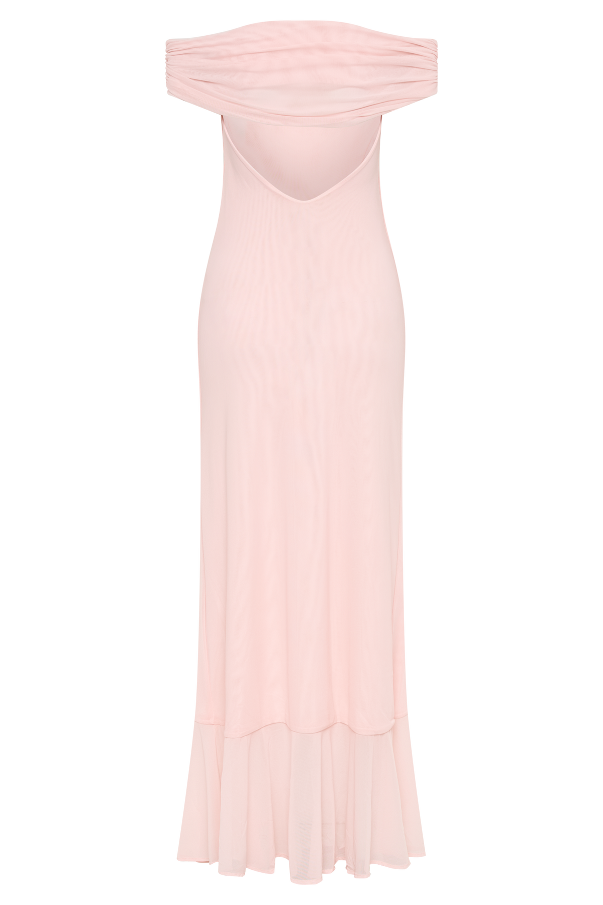 Audrey Off Shoulder Mesh Maxi Dress - Pale Pink #8