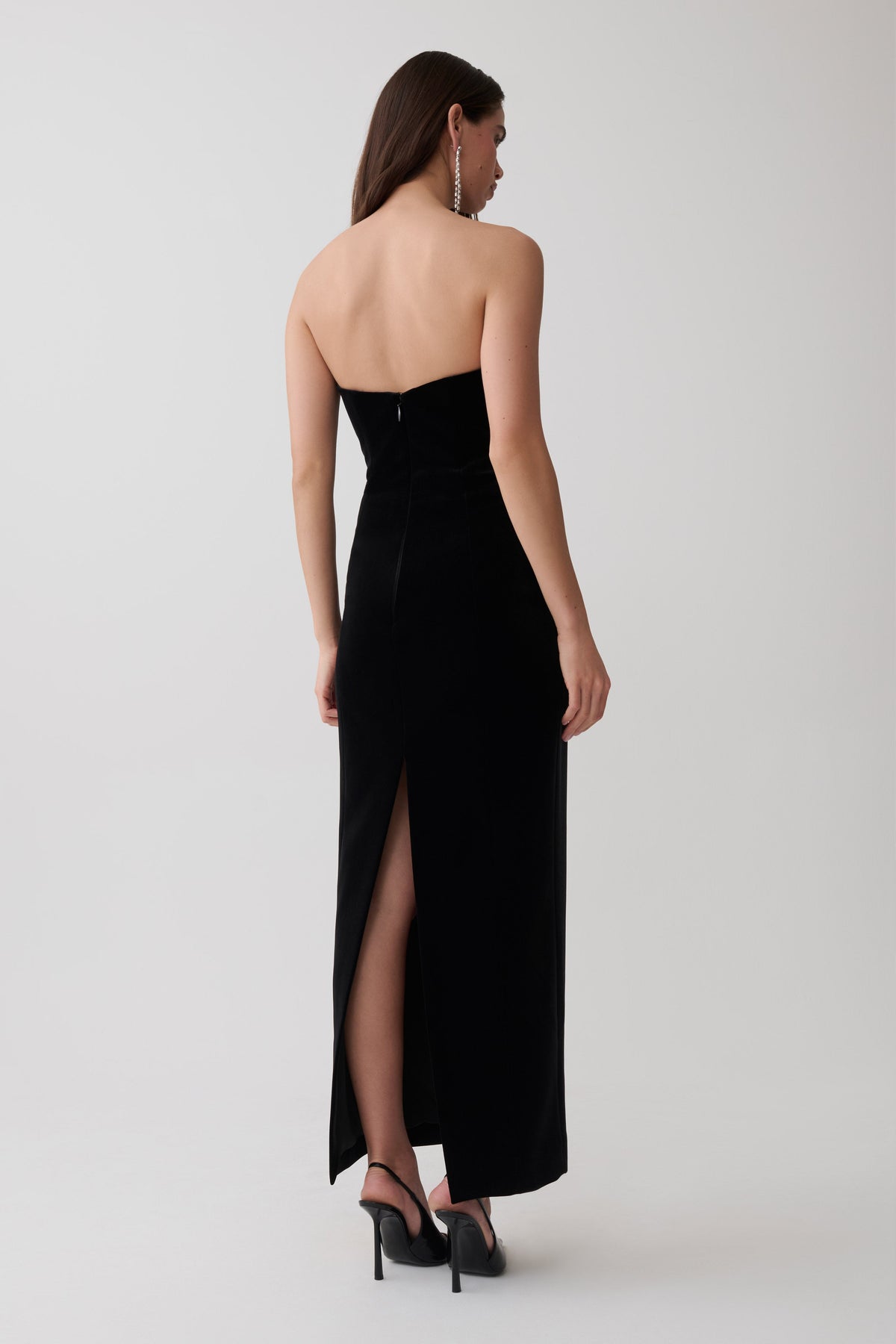 Ariana Abstract Neck Velvet Maxi Dress - Black #2