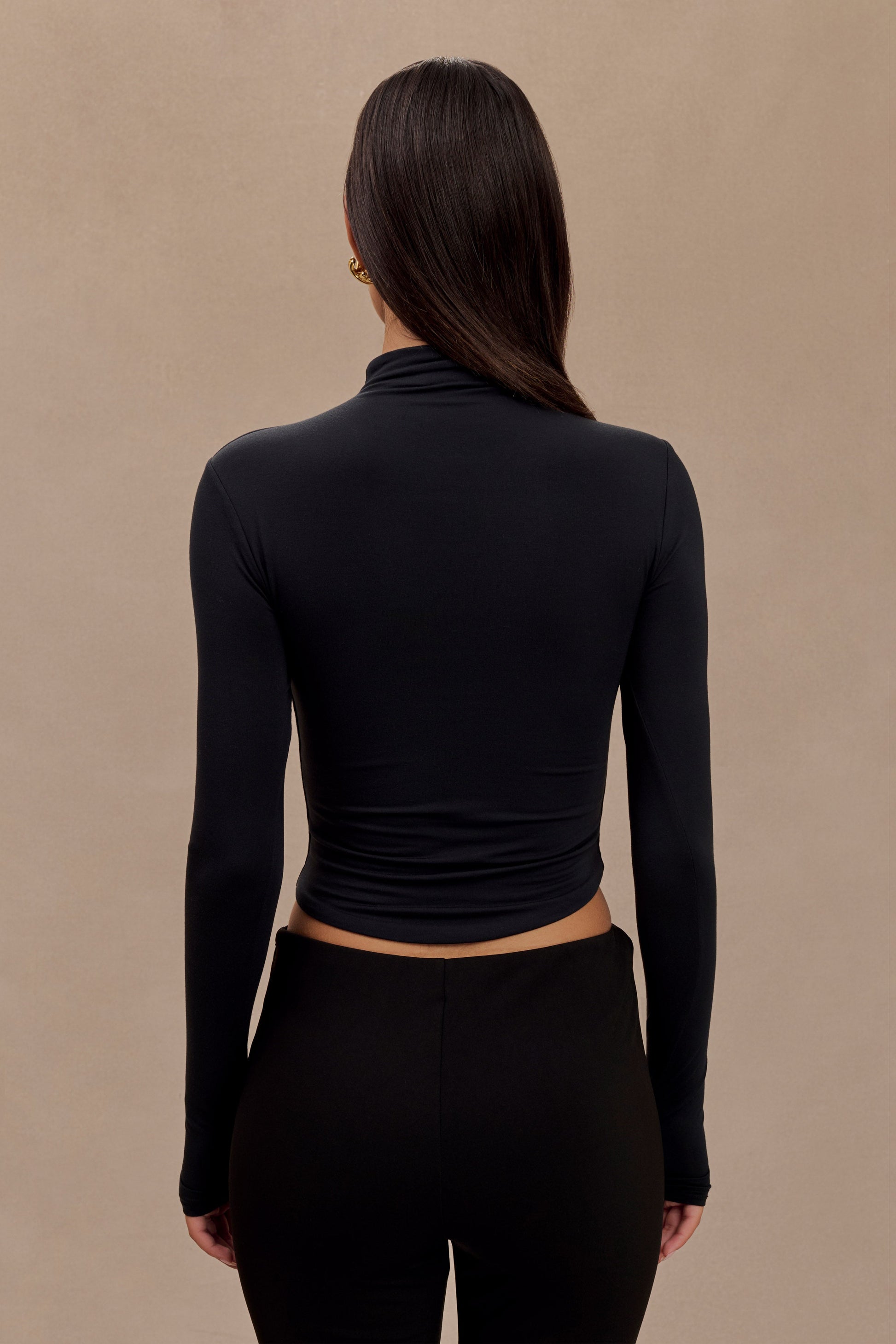 Ember Modal Long Sleeve High Neck Top - Black #2