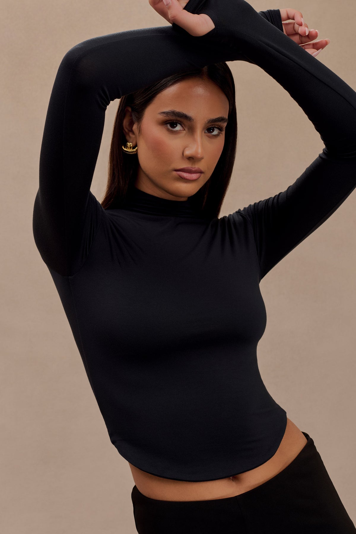 Ember Modal Long Sleeve High Neck Top - Black #5
