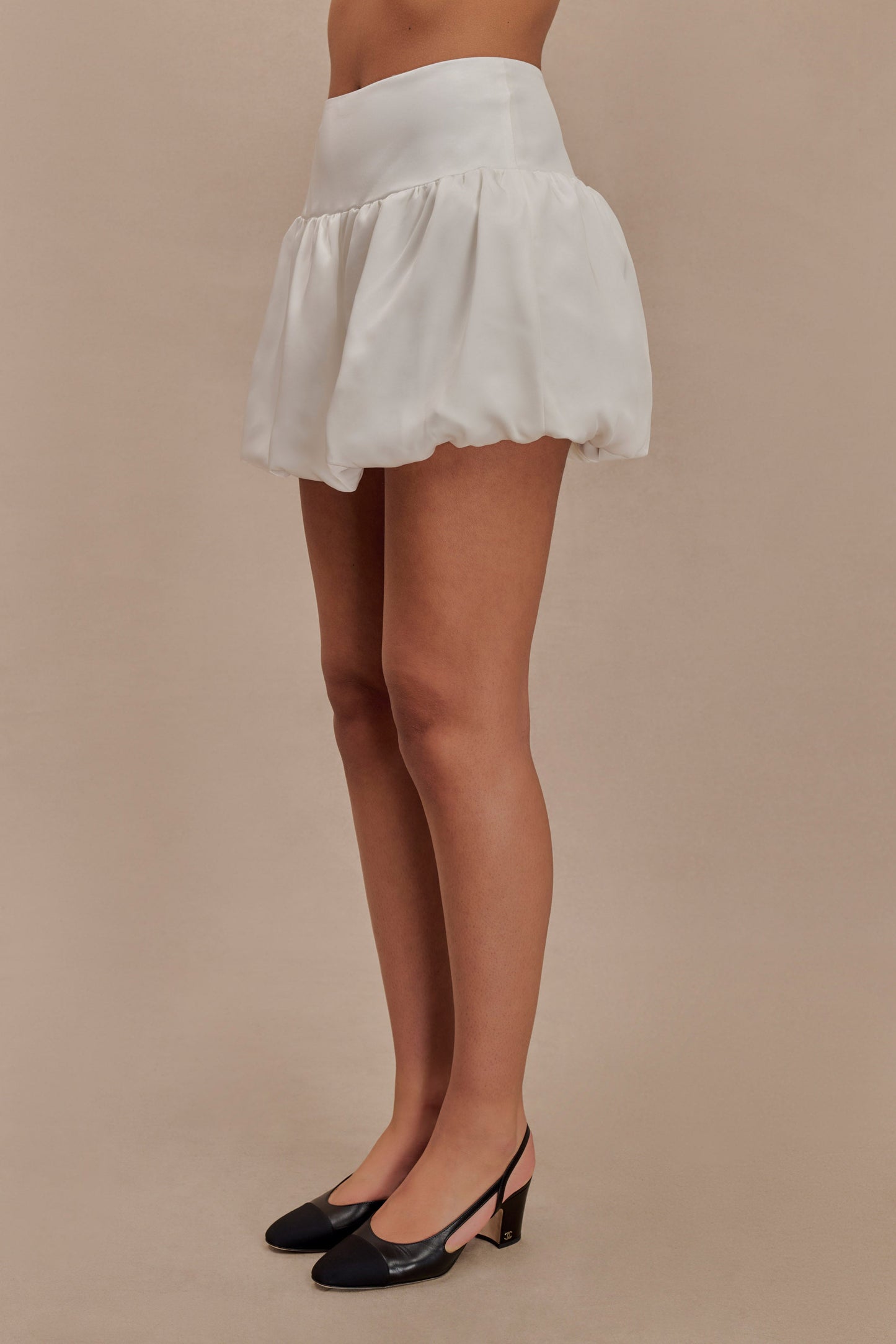 Genia Satin Bubble Mini Skirt - White