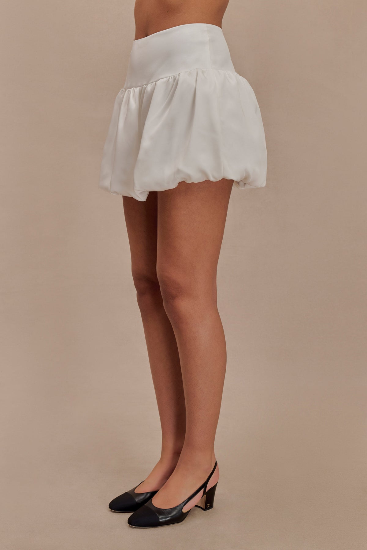 Genia Satin Bubble Mini Skirt - White #7
