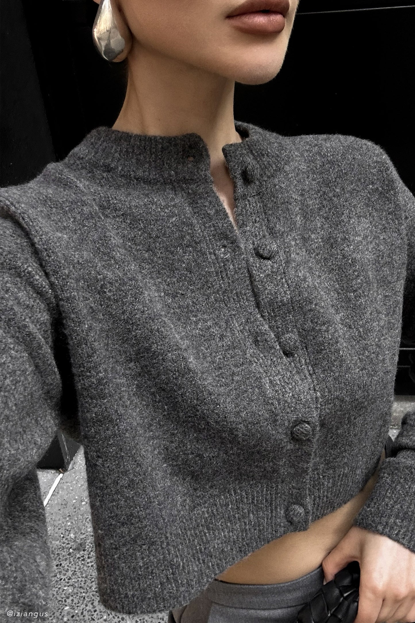 Shelby Knit Cardigan - Charcoal Marle