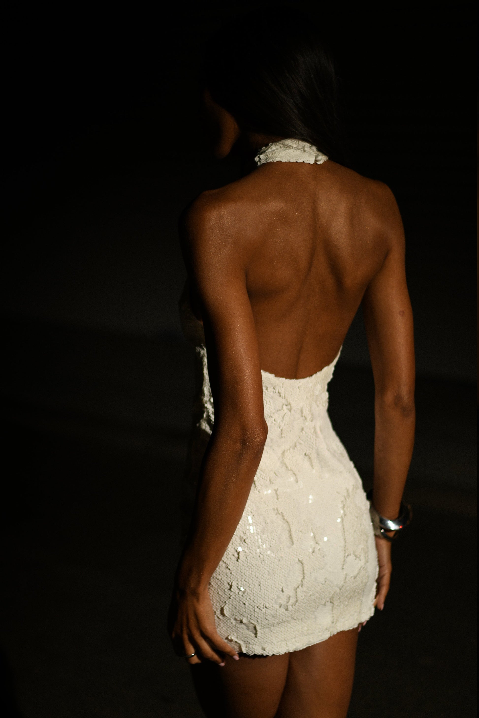 Jayne Sequin Halter Mini Dress - White #2