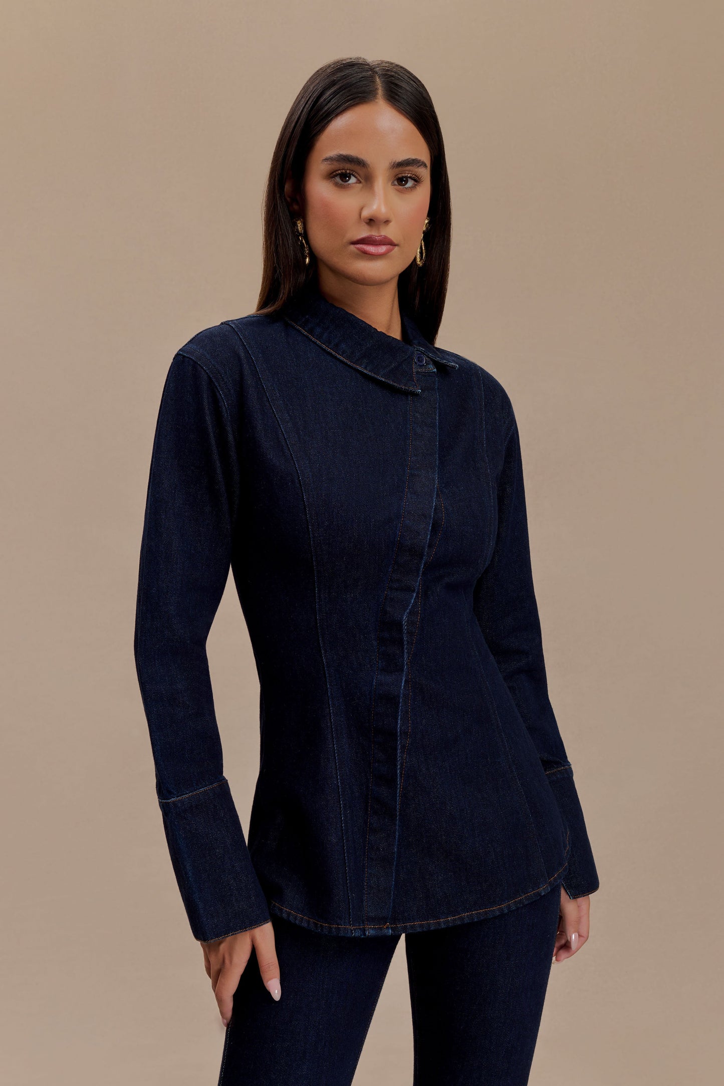 Jericho Asymmetrical Denim Shirt - Indigo Blue