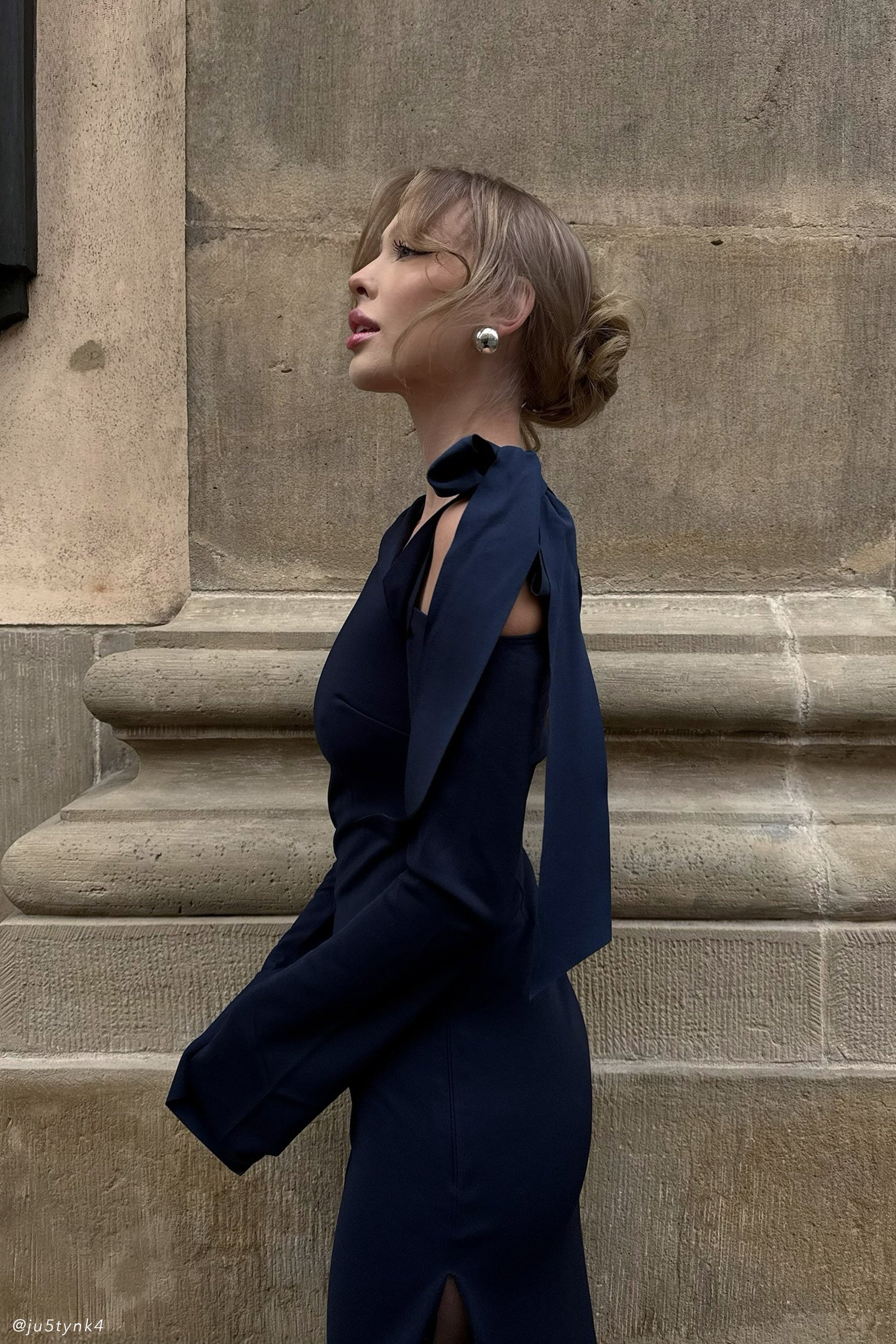 Nicola One Shoulder Crepe Maxi Dress - Dark Navy #4