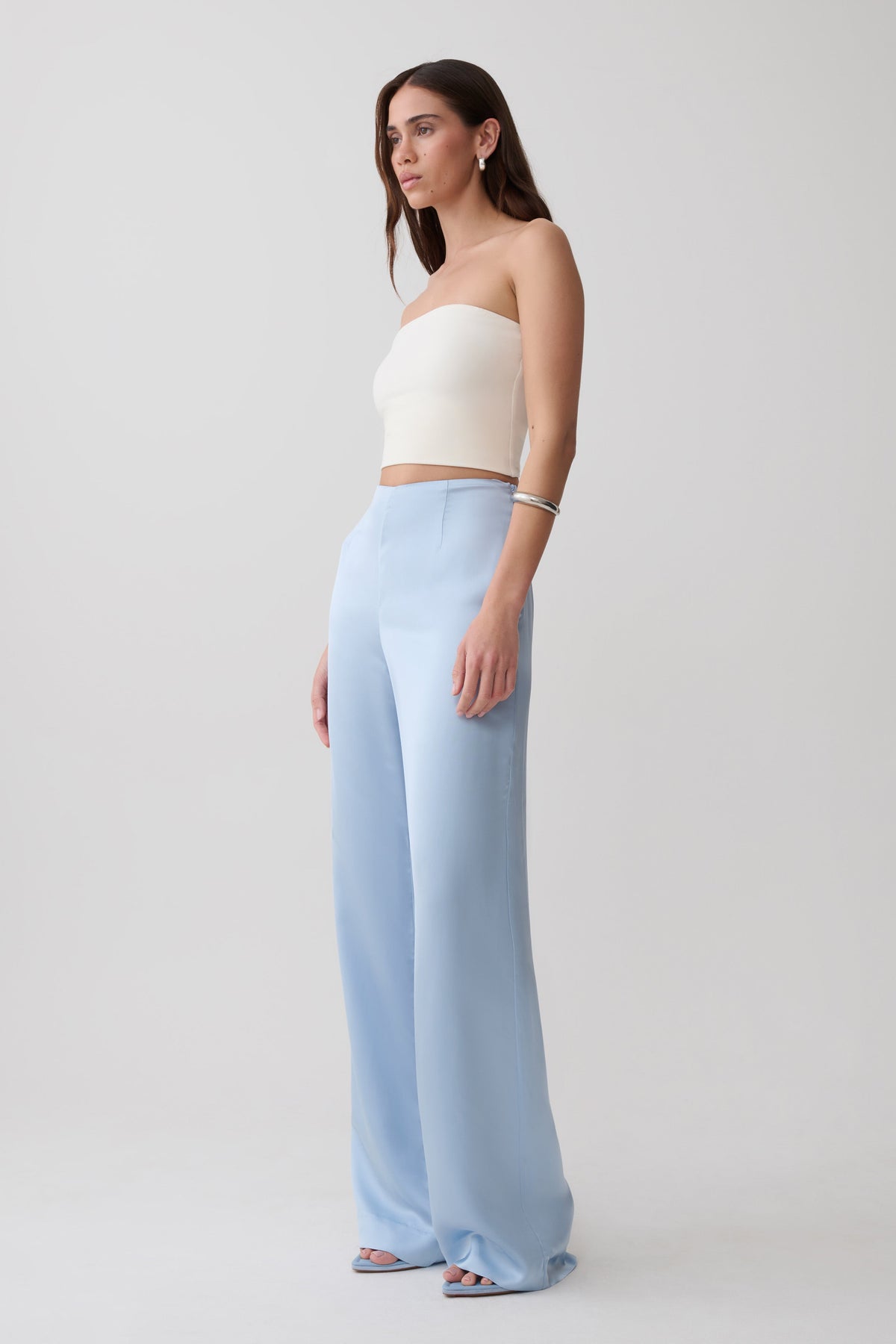 Sydney Straight Leg Satin Pants - Cornflower Blue #6