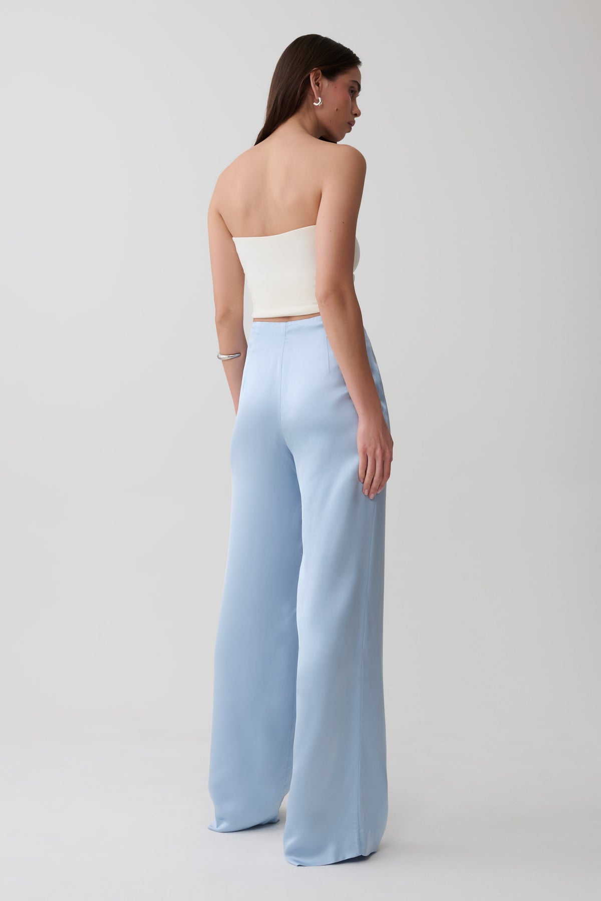 Sydney Straight Leg Satin Pants - Cornflower Blue #4