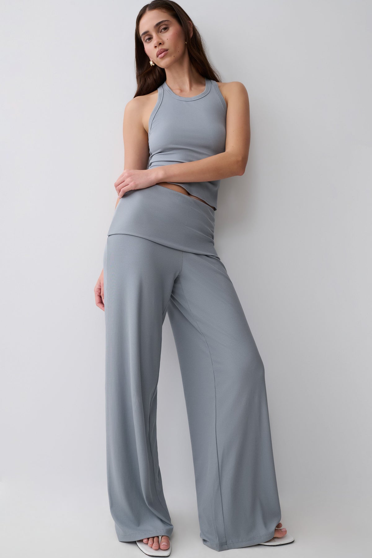 Evadne Elasticated Pants - Steel Blue #3