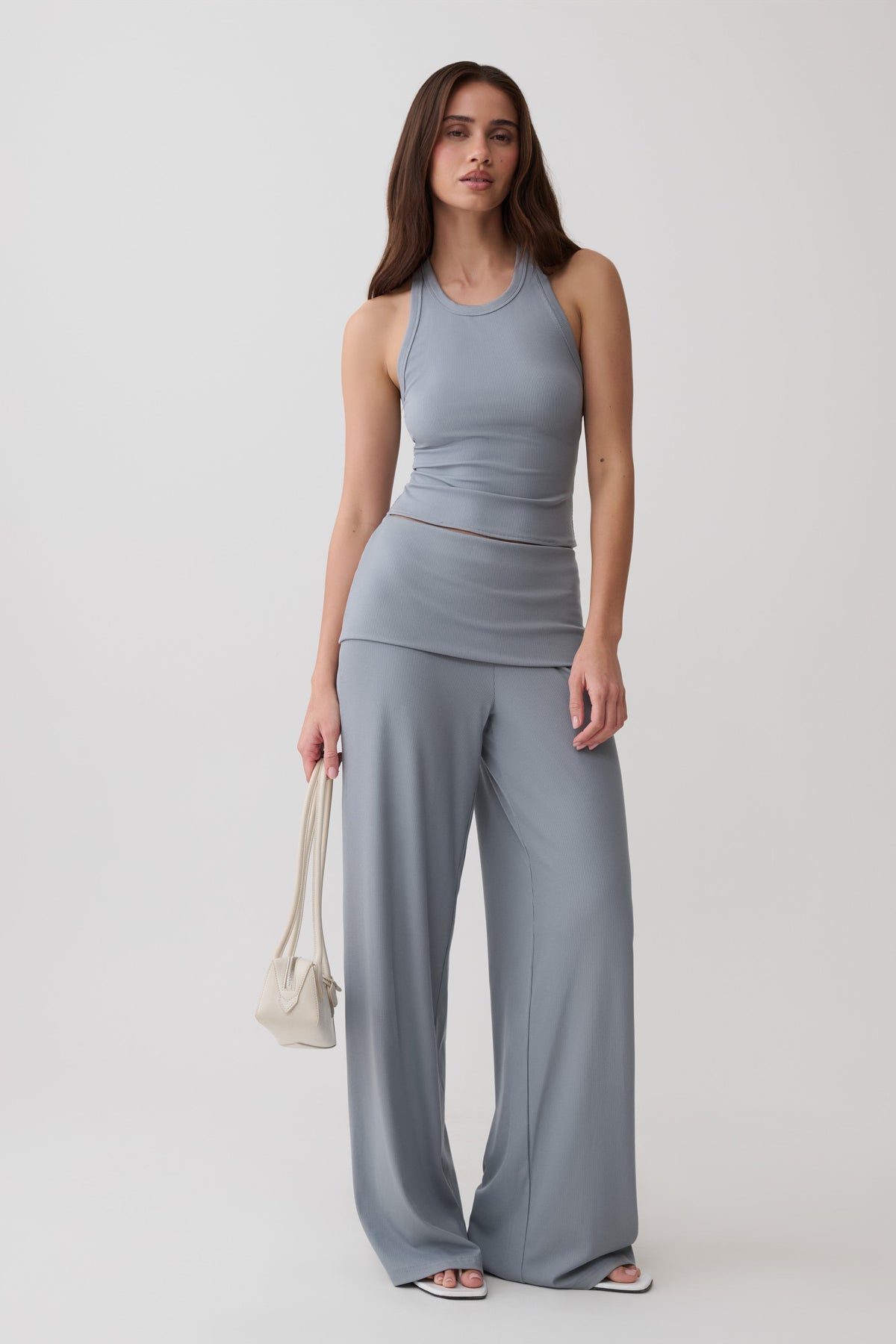 Evadne Elasticated Pants - Steel Blue