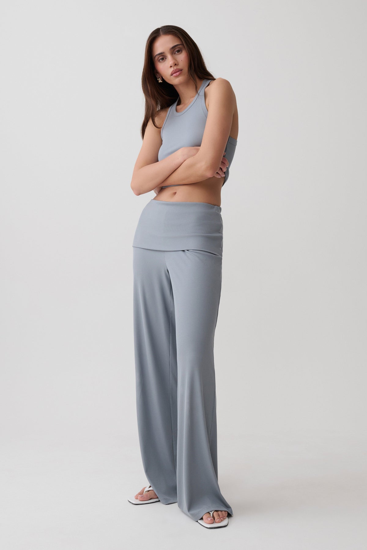 Evadne Elasticated Pants - Steel Blue #5