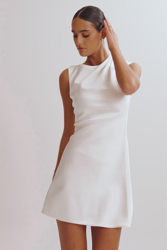 Granger Satin Structured Mini Dress - White