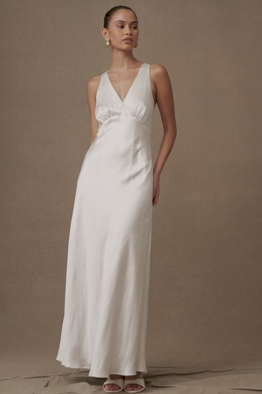 Meghan Satin Maxi Dress - Ivory