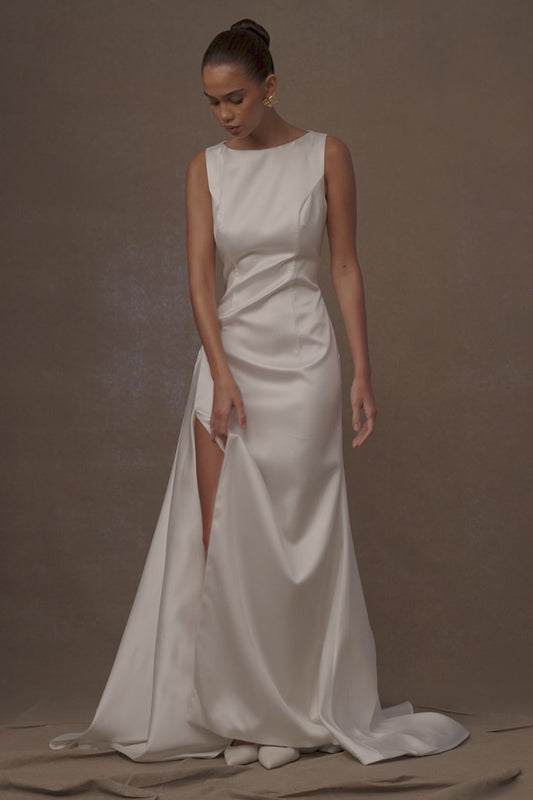 Fontanne Satin Wedding Gown - White