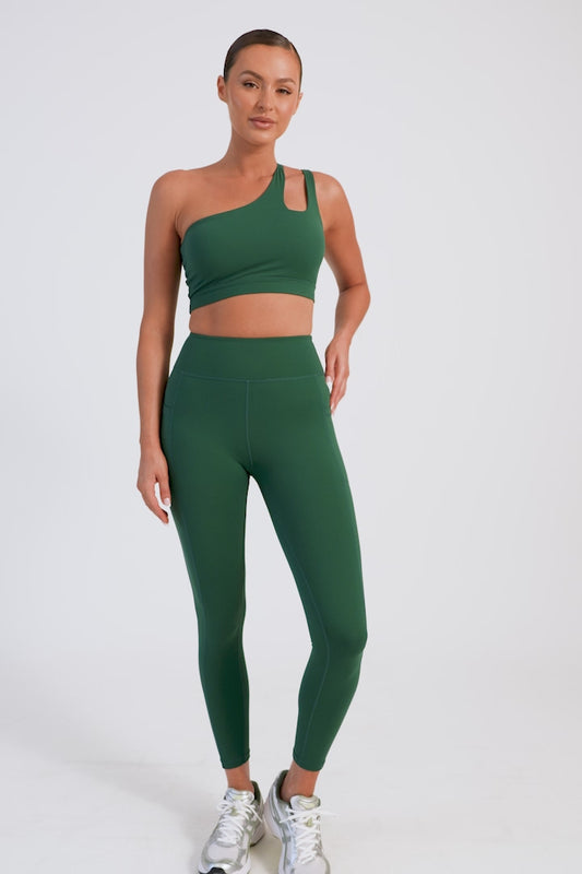 Floyd One Shoulder Crop Top - Green