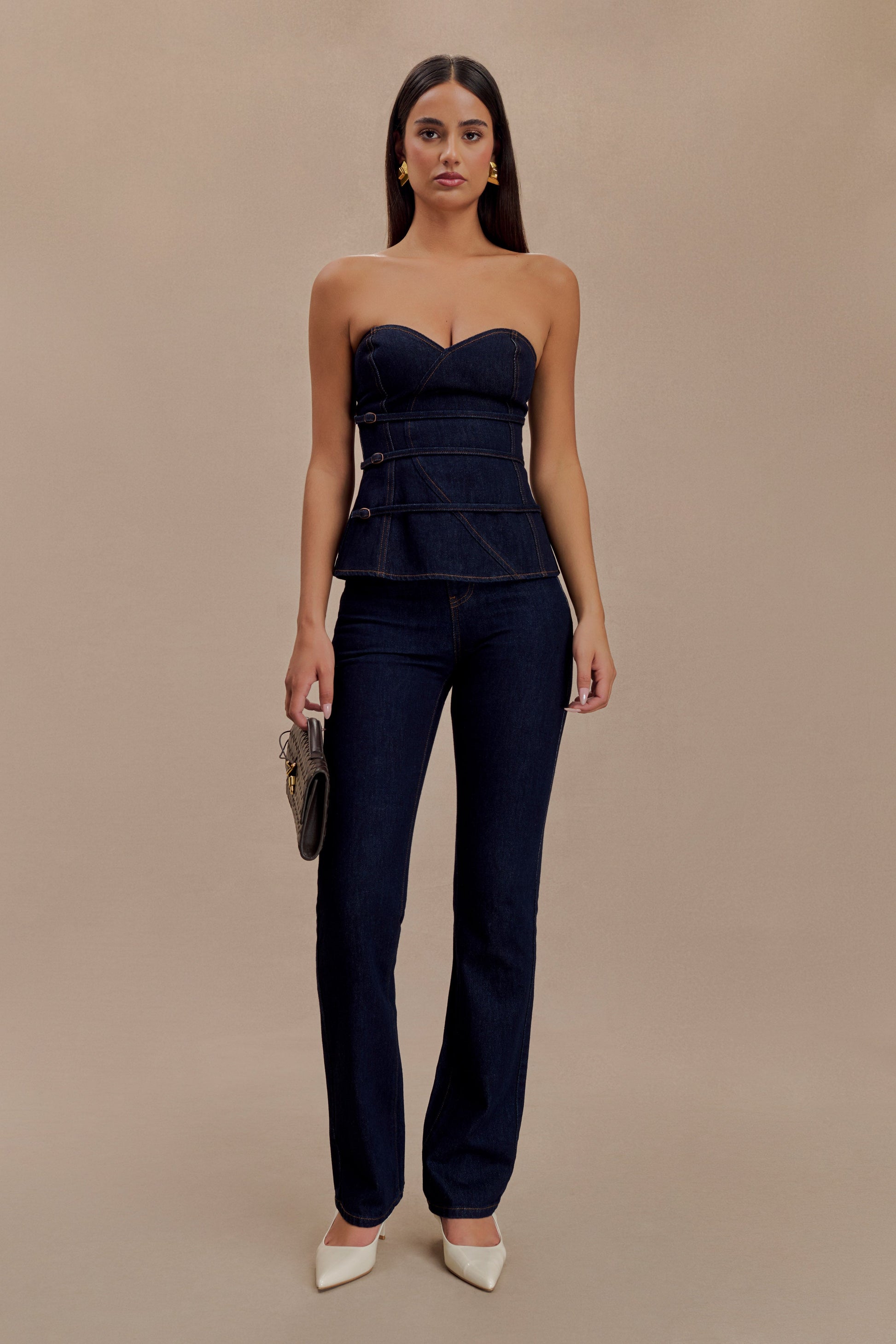Sylas Strapless Buckle Denim Top - Indigo Blue #8